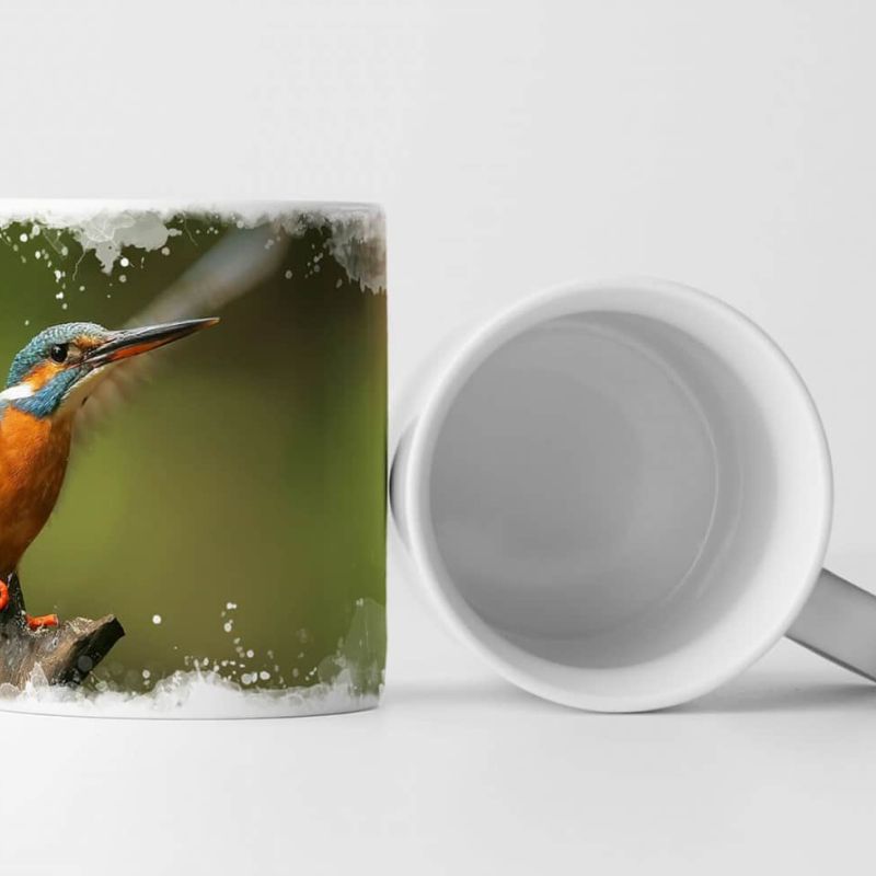 Tasse Geschenk Tierfotografie – Bunter Eisvogel im Anflug