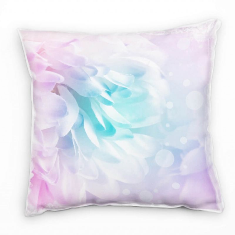 Blumen, Pastellfarben, Blütenblätter, pink, türkis Deko Kissen 40x40cm für Couch Sofa Lounge Zierkis