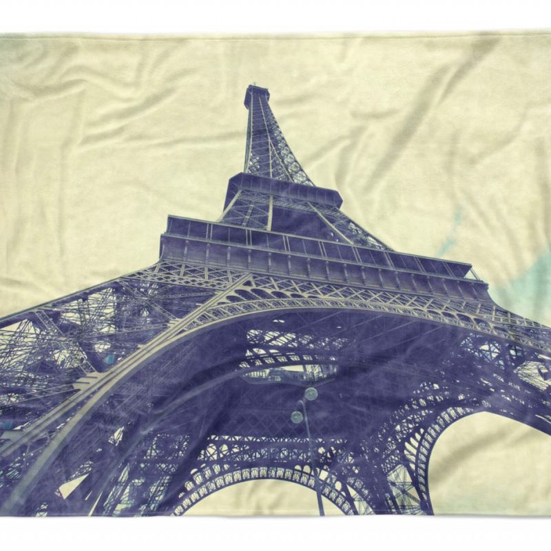 Handtuch Strandhandtuch Saunatuch Kuscheldecke  mit Fotomotiv Eiffelturm Paris H