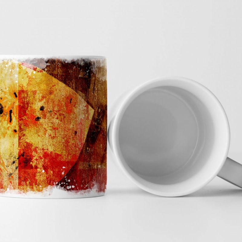 Tasse Geschenk moderne Kunst in Braun – Orange