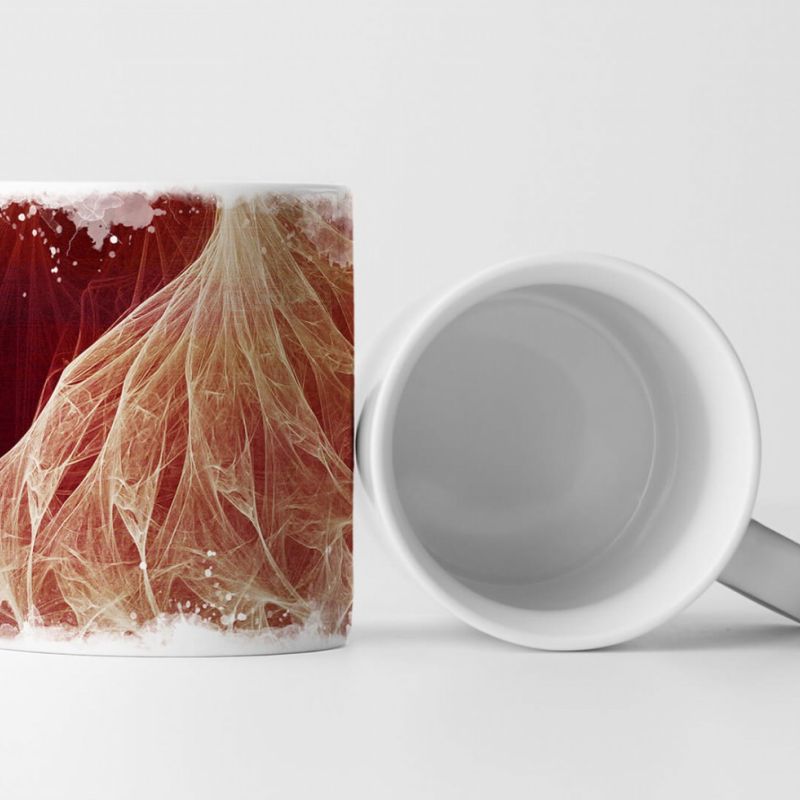 Tasse Geschenk weinroter Hintergrund + abstraktes Faltenmuster