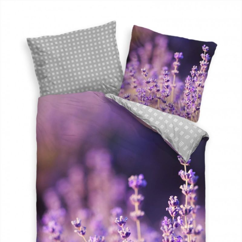 Lavendel Feld Landschaft Lila Bettwäsche Set 135×200 cm + 80x80cm  Atmungsaktiv