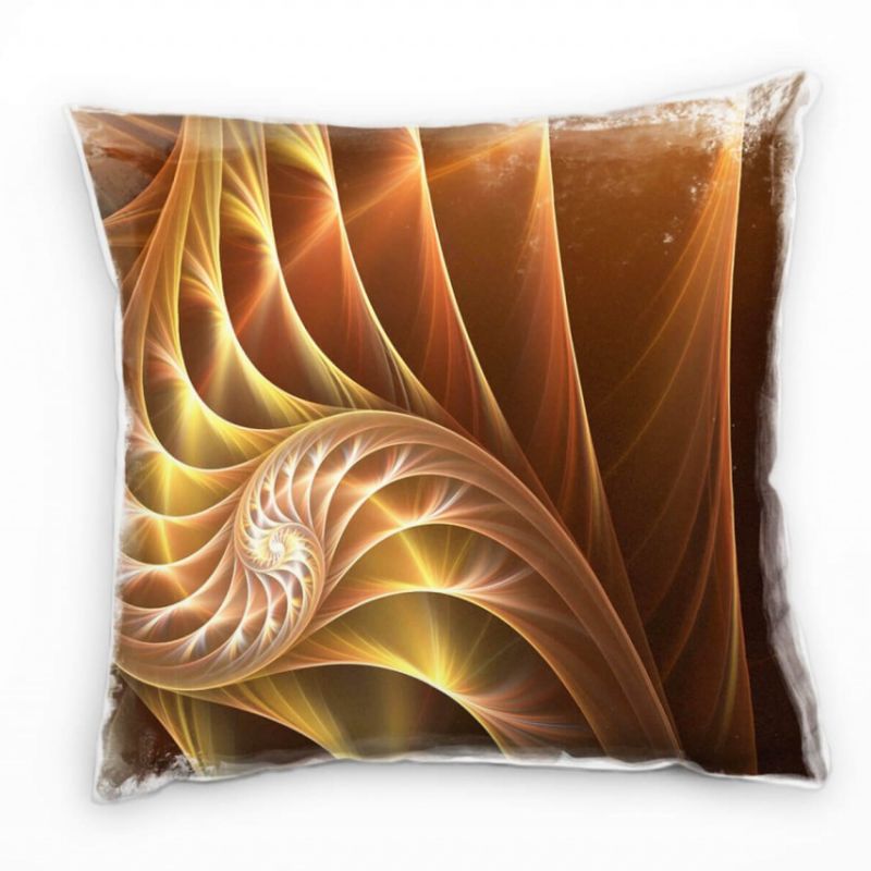 Abstrakt, gelb, gold, braun, Spirale, geschwungene Linien Deko Kissen 40x40cm für Couch Sofa Lounge