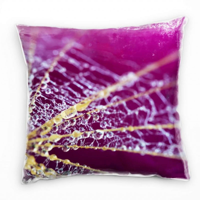 Macro, Spinnennetz, Wassertropfen, lila, grün Deko Kissen 40x40cm für Couch Sofa Lounge Zierkissen