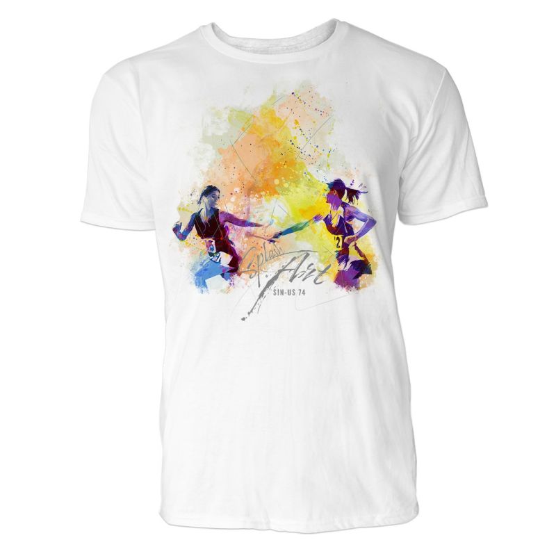 Staffellauf Übergabe Sinus Art ® T-Shirt Crewneck Tee with Frontartwork