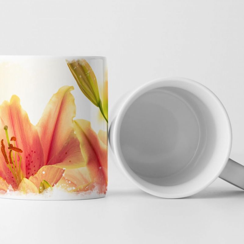 Tasse Geschenk Naturfotografie – Rosa Orchideen mit romantischem Hintergrund