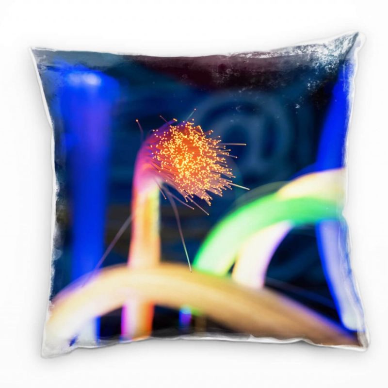 Macro, Kabel, Lichtpunkte, Technik, bunt Deko Kissen 40x40cm für Couch Sofa Lounge Zierkissen