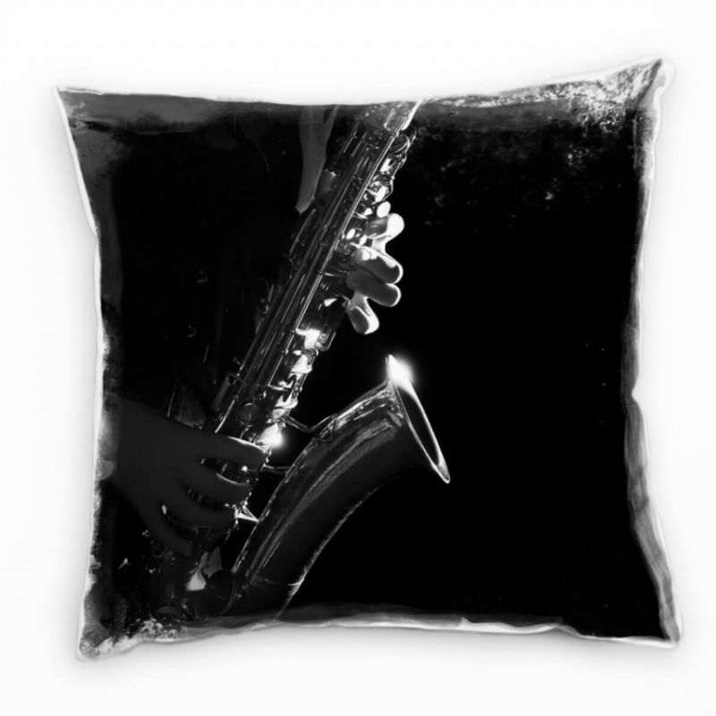 Macro, Saxophone, Glanz, schwarz Deko Kissen 40x40cm für Couch Sofa Lounge Zierkissen