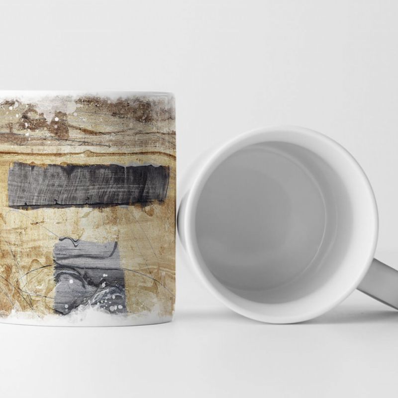 Tasse Geschenk abstrakte Kunst beige