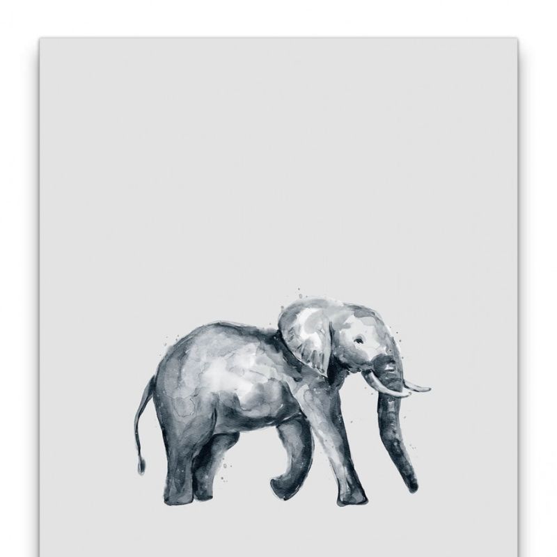 Elefant Wasserfarben Grautöne Minimalistisch Modern Dekorativ