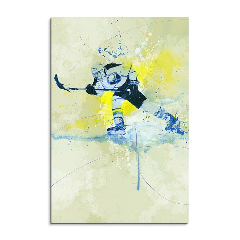 Eishockey I 90x60cm SPORTBILDER Paul Sinus Art Splash Art Wandbild Aquarell Art