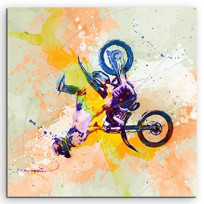 Motorrad Xgames I 60x60cm Aquarell Art Leinwandbild