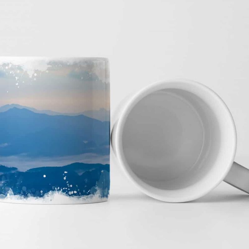 Tasse Geschenk Landschaftsfotografie – Blaue Nebellandschaft