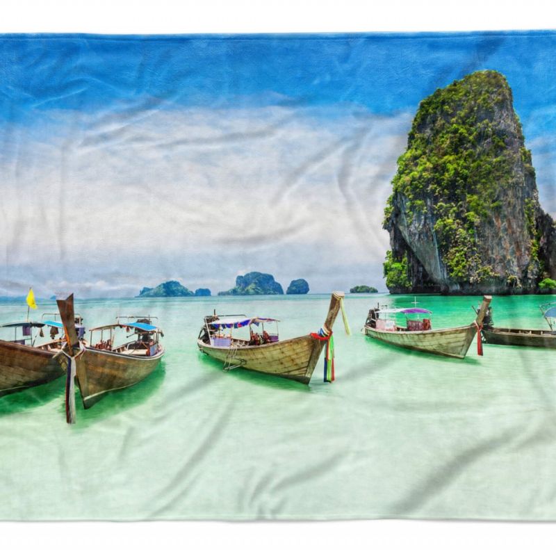 Handtuch Strandhandtuch Saunatuch Kuscheldecke  mit Fotomotiv Thailand Meer Fisc