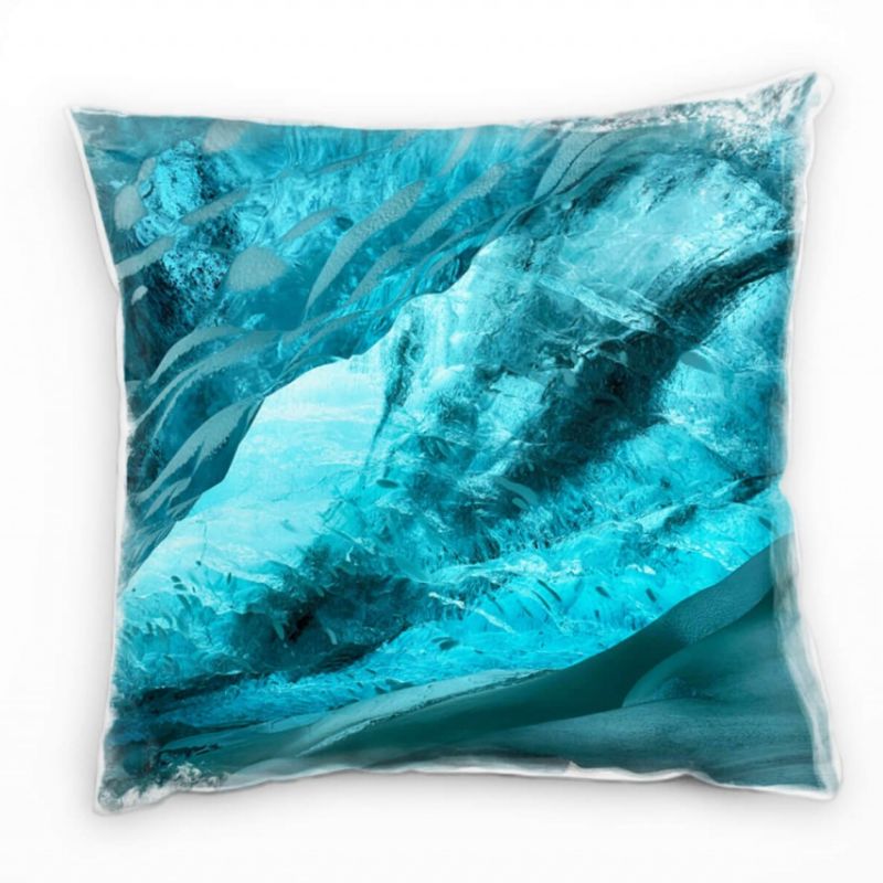 Winter, Eiswelle, türkis Deko Kissen 40x40cm für Couch Sofa Lounge Zierkissen