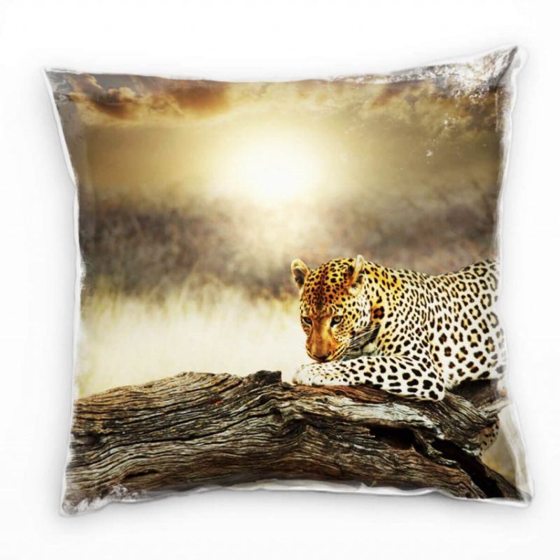 Tiere, braun, gelb, Leopard, Afrika, Nahaufnahme Deko Kissen 40x40cm für Couch Sofa Lounge Zierkisse