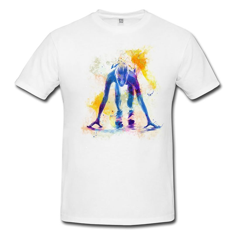 Running IV  Herren und Damen T-Shirt Sport Motiv aus Paul Sinus Aquarell