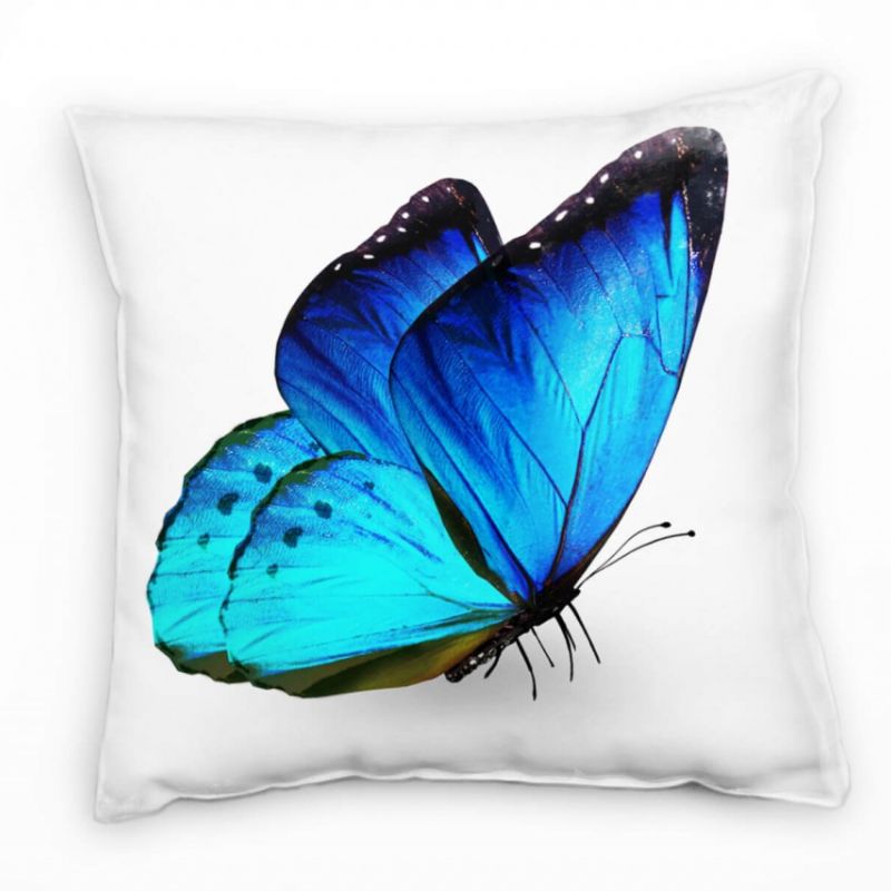 Tiere, Macro, blau, türkis, Schmetterling Deko Kissen 40x40cm für Couch Sofa Lounge Zierkissen