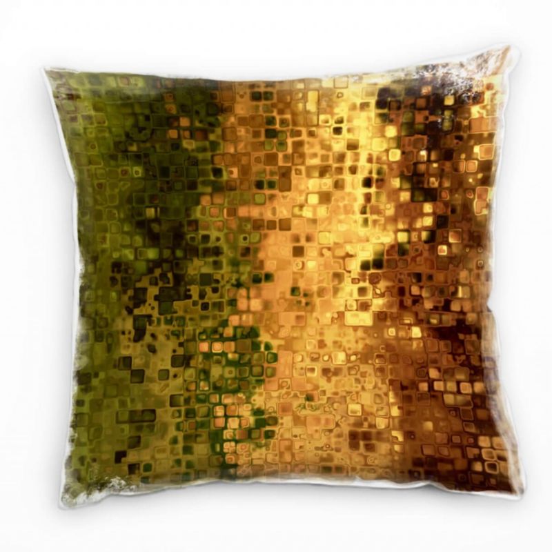 Abstrakt, Pixel, Reflexion, grün, gold, braun Deko Kissen 40x40cm für Couch Sofa Lounge Zierkissen