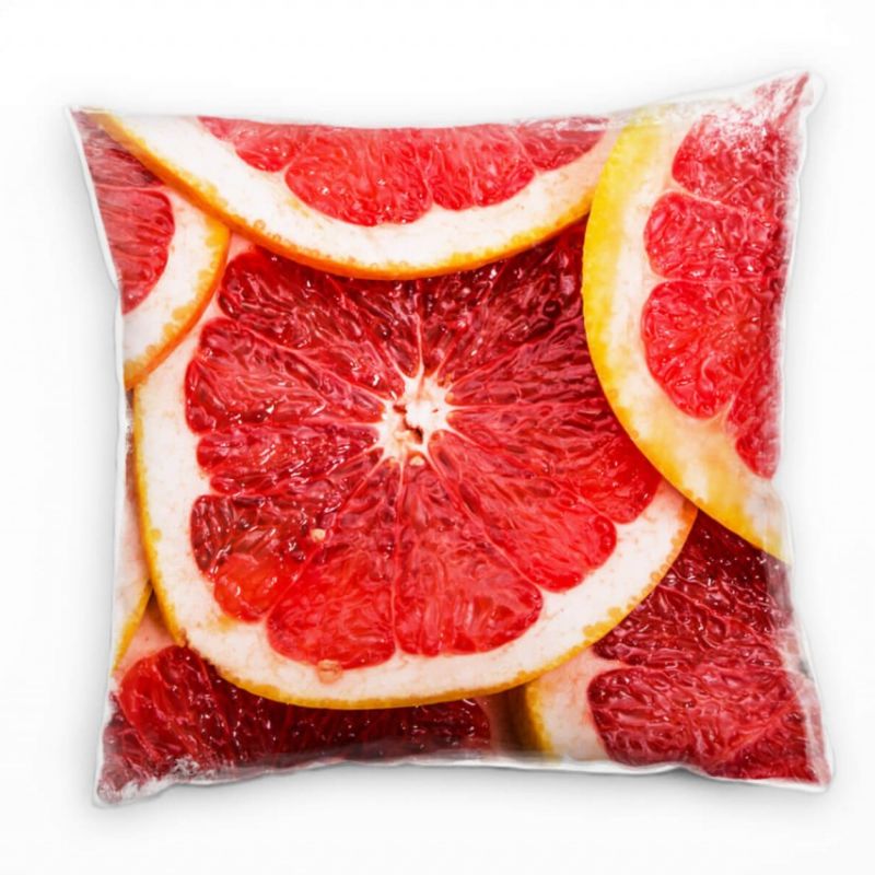 Macro, Grapefruits, rot, orange Deko Kissen 40x40cm für Couch Sofa Lounge Zierkissen