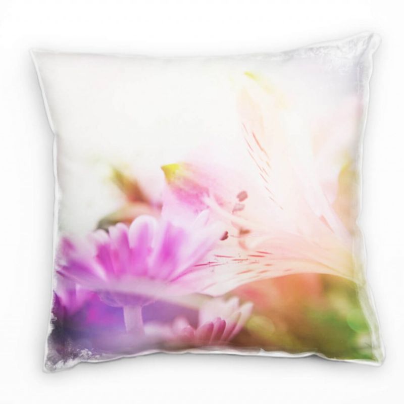 Blumen, bunt Pastelltöne, Sommer, lichtdurchflutet Deko Kissen 40x40cm für Couch Sofa Lounge Zierkis