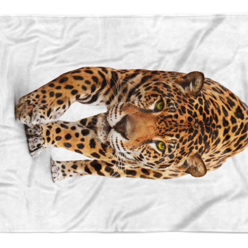 Handtuch Strandhandtuch Saunatuch Kuscheldecke  mit Tiermotiv Jaguar Raubkatze