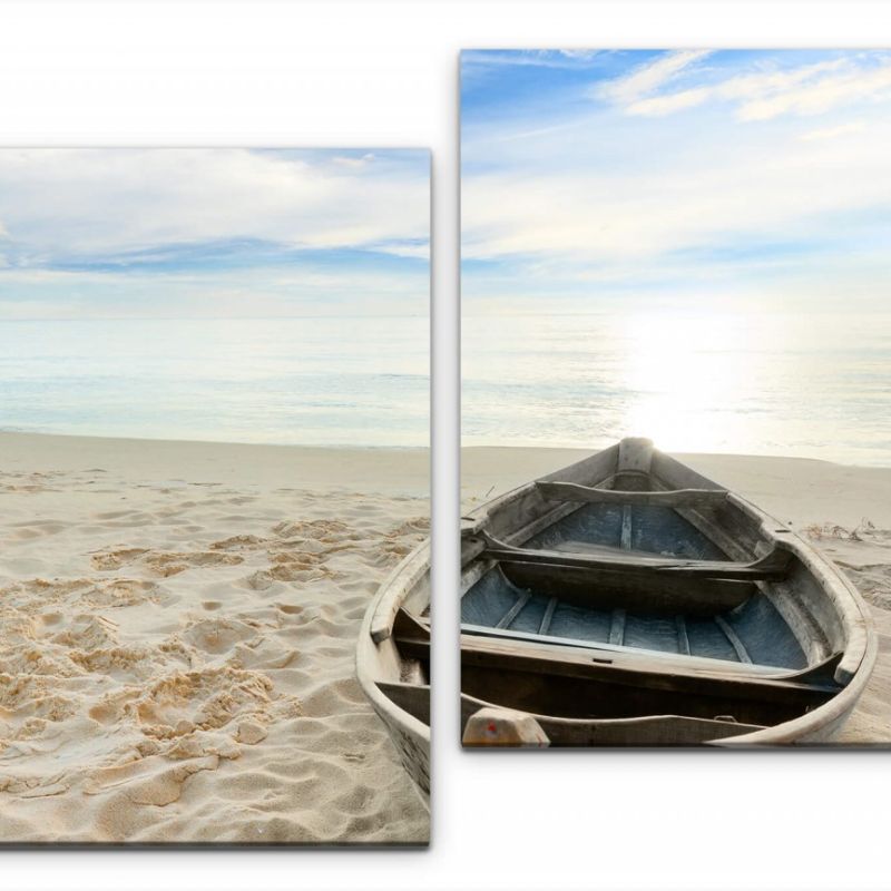 Schiff am Strand Wandbild in verschiedenen Größen