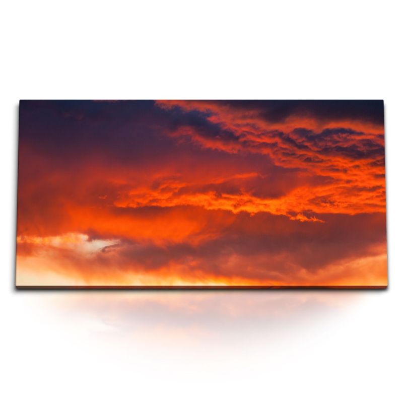 Kunstdruck Bilder 120x60cm Roter Himmel Wolken Abendrot Rot