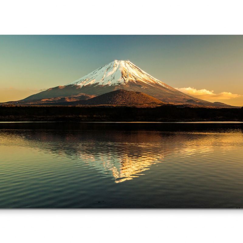 120x80cm Wandbild Fuji Berg Shoji See Spiegelung