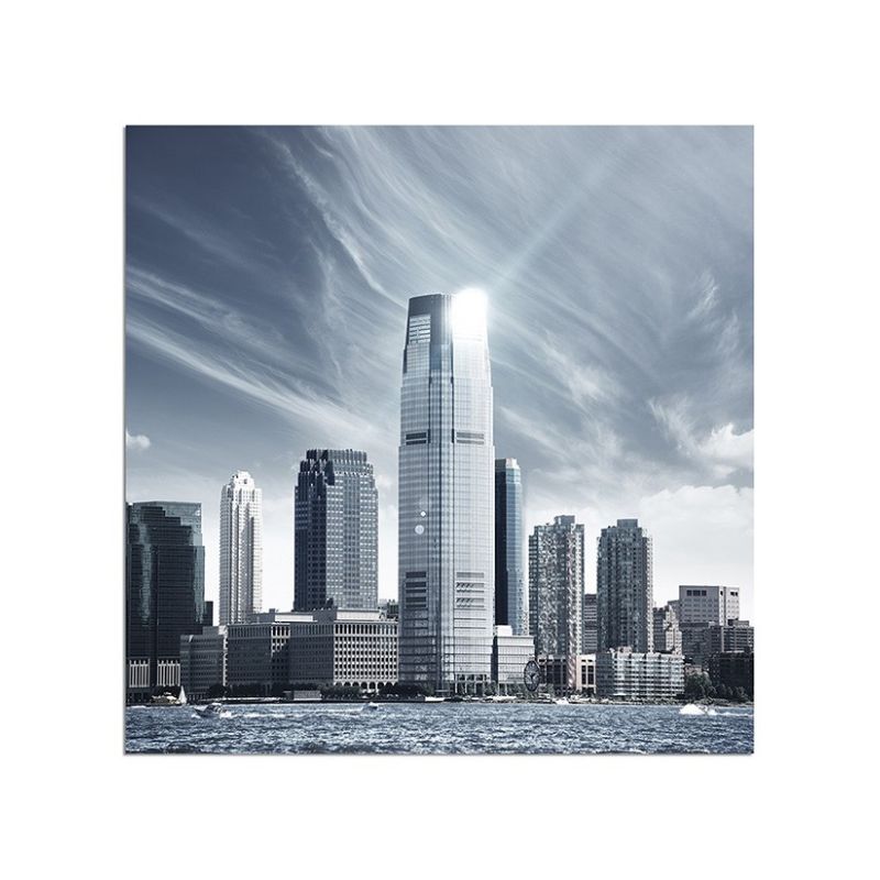 80x80cm New York Skyline Wasser Wolken