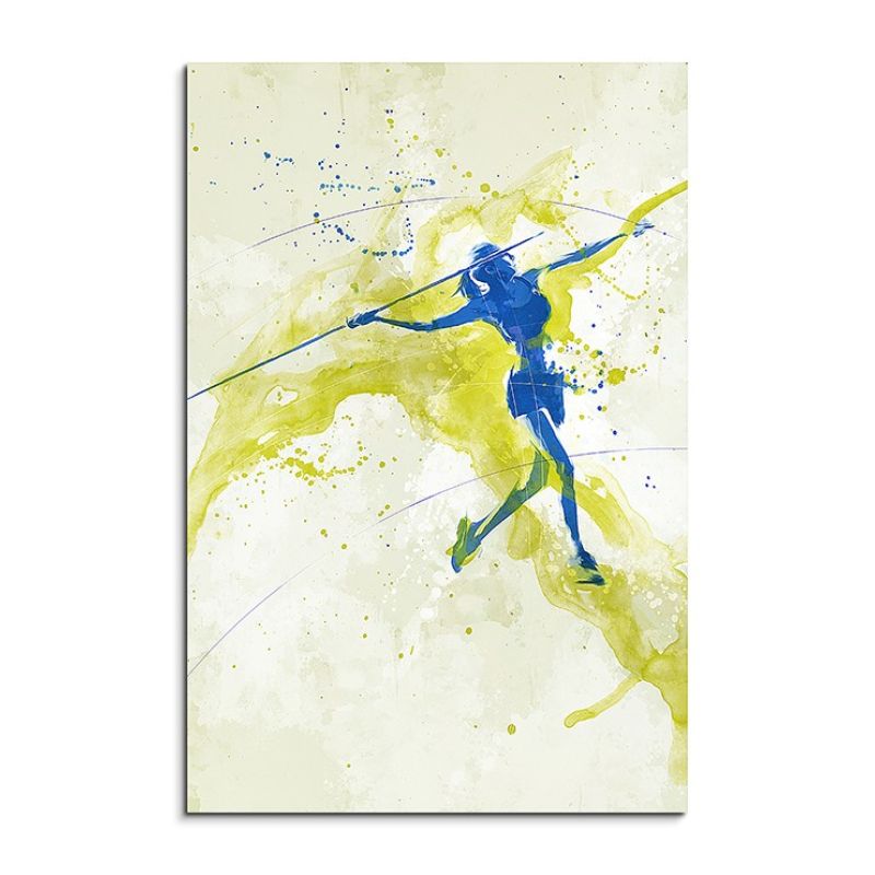 Speerweitwurf 90x60cm SPORTBILDER Paul Sinus Art Splash Art Wandbild Aquarell Art