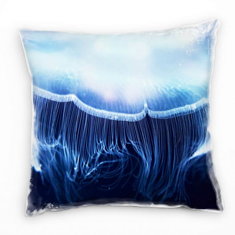 Macro, Tiere, blau, Qualle Deko Kissen 40x40cm für Couch Sofa Lounge Zierkissen