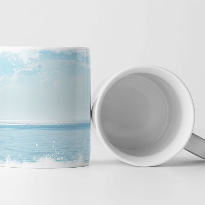 Tasse Geschenk Landschaftsfotografie – Blauer Himmel mit Wolken über dem Meer