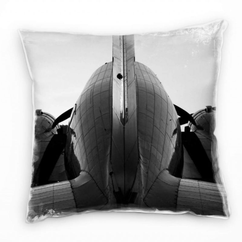 Macro, schwarz, weiß, altes Flugzeug Deko Kissen 40x40cm für Couch Sofa Lounge Zierkissen