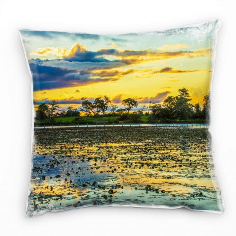 Strand und Meer, Brasilien, Seerosen, bunter Himmel Deko Kissen 40x40cm für Couch Sofa Lounge Zierki