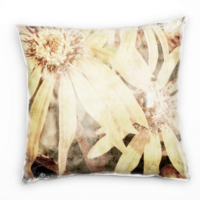 Blumen, Vintage, sepia, Nahaufnahme Deko Kissen 40x40cm für Couch Sofa Lounge Zierkissen