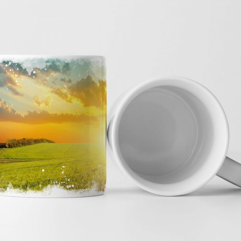 Tasse Geschenk Landschaftsfotografie – Sonne über Ackerfeld