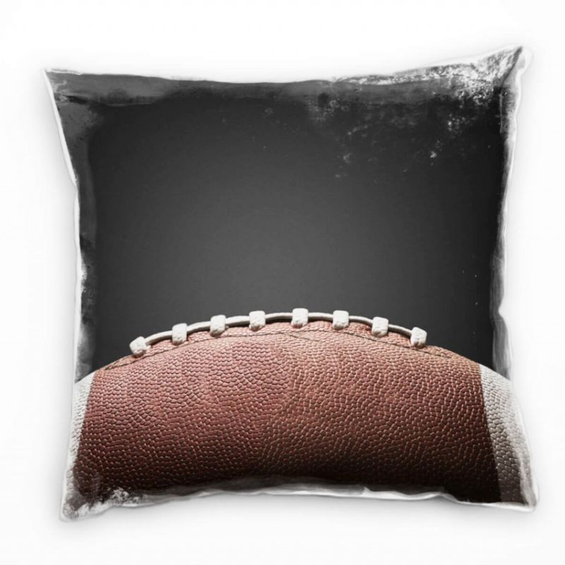 Macro, American Football, braun, weiß, schwarz Deko Kissen 40x40cm für Couch Sofa Lounge Zierkissen