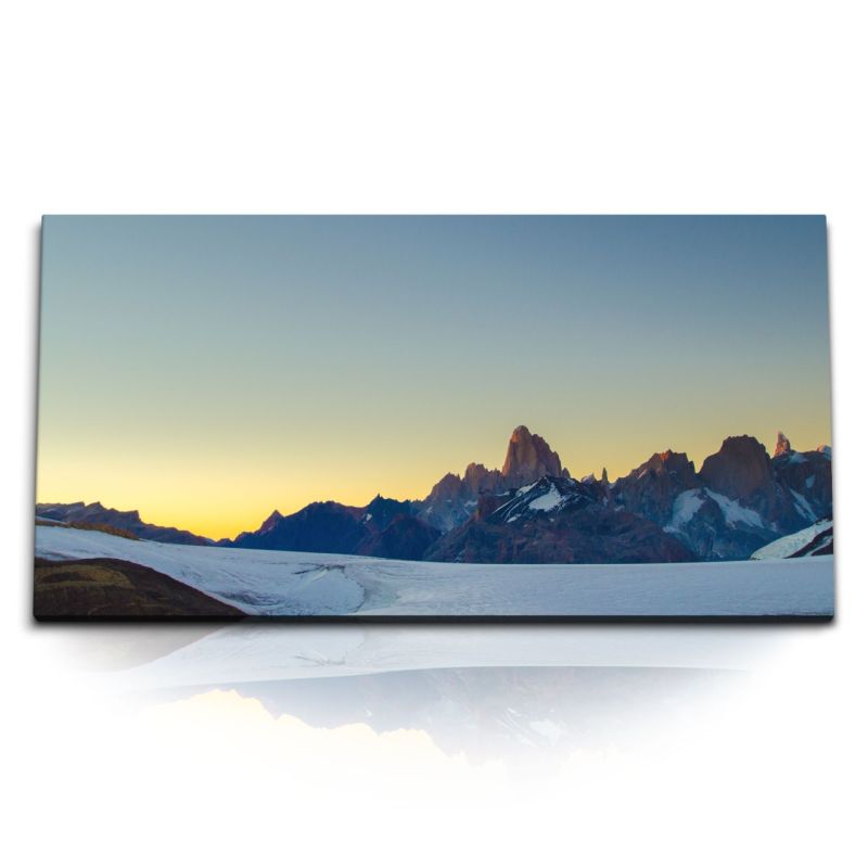 Kunstdruck Bilder 120x60cm Abendrot Berglandschaft Schnee Berge Natur