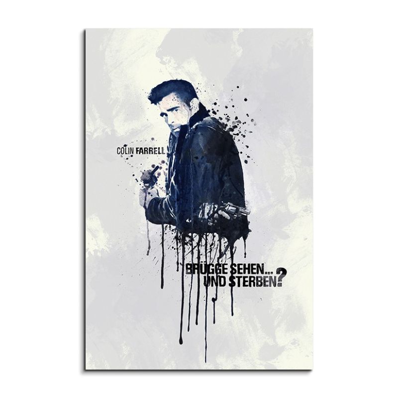 Colin Farrell 90x60cm Aquarell Art Wandbild auf Leinwand fertig gerahmt Original Sinus Art