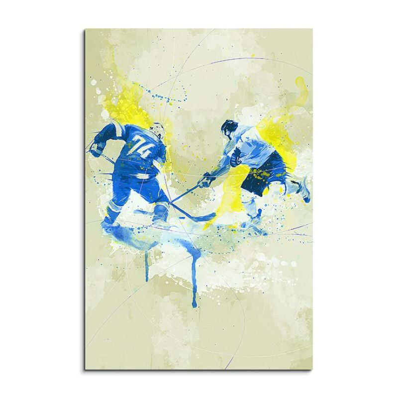 Eishockey II 90x60cm SPORTBILDER Paul Sinus Art Splash Art Wandbild Aquarell Art