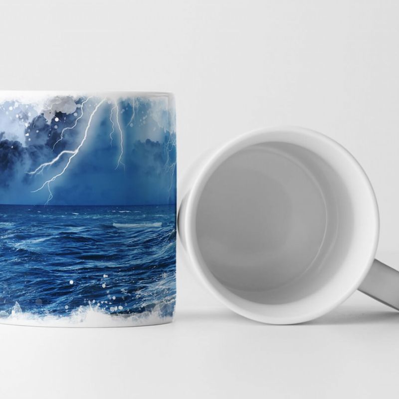 Tasse Geschenk Landschaftsfotografie – Dunkler Himmel über stürmischer See