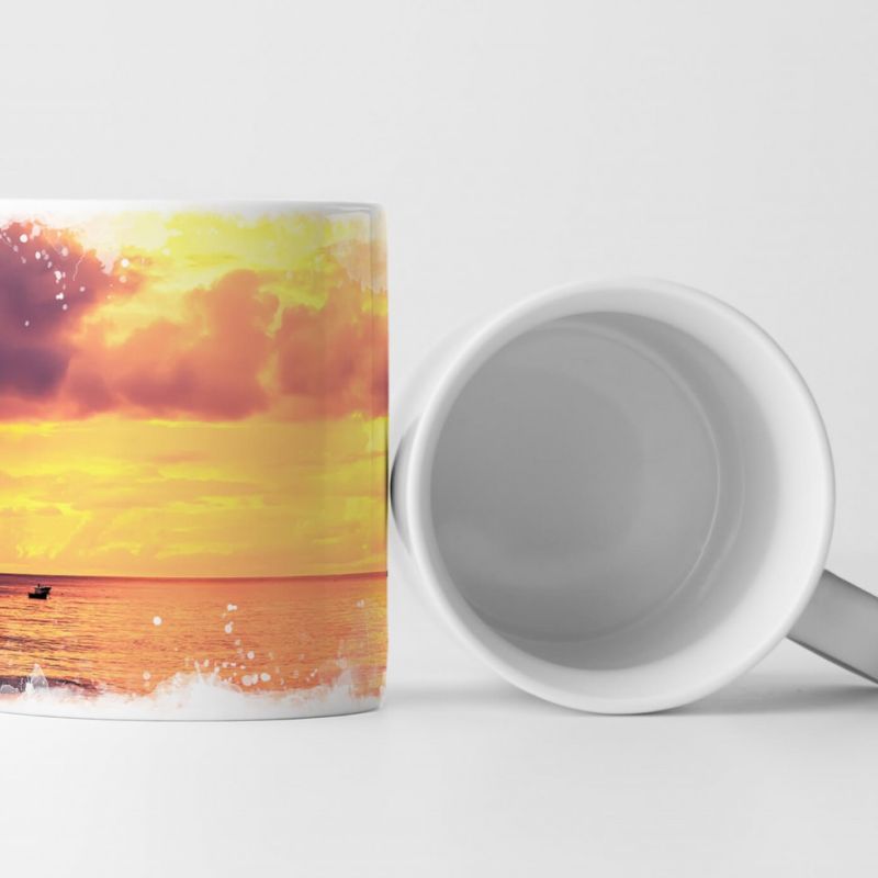 Tasse Geschenk Strand Seychellen bei Sonnenaufgang