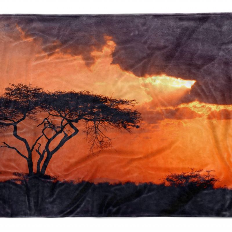 Handtuch Strandhandtuch Saunatuch Kuscheldecke  mit Fotomotiv Afrika Savanne Son