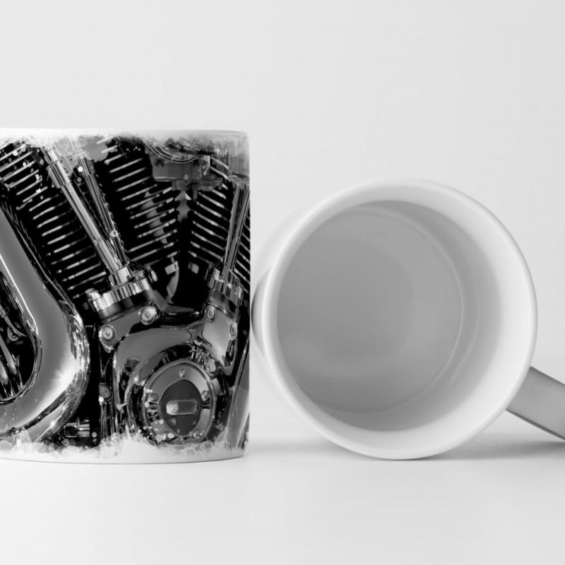 Tasse Geschenk Künstlerische Fotografie – Chrom Motor Schwarz Weiß