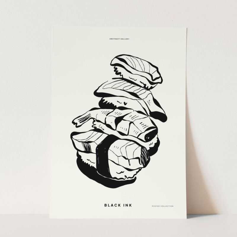 Black Ink dekorative Illustration Modern  Sushi