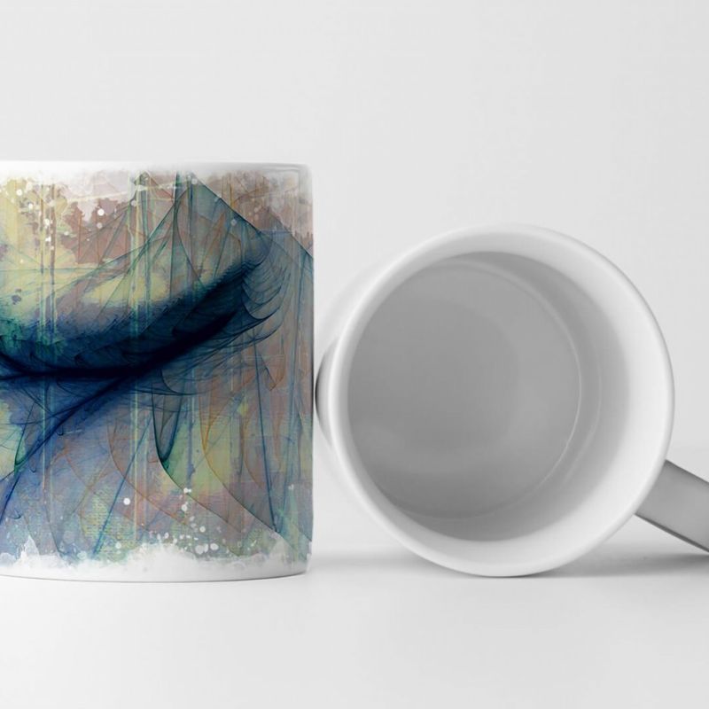 Tasse Geschenk abstraktes Tintenmuster und pastellfarbener Hintergrund