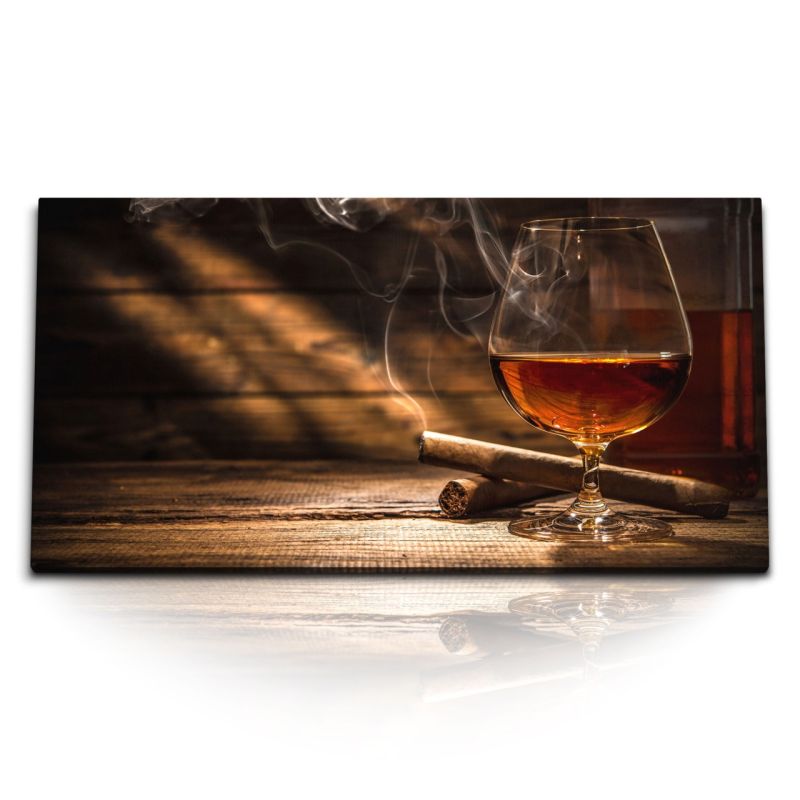 Kunstdruck Bilder 120x60cm Zigarren Whiskey Bar Männerzimmer Holz