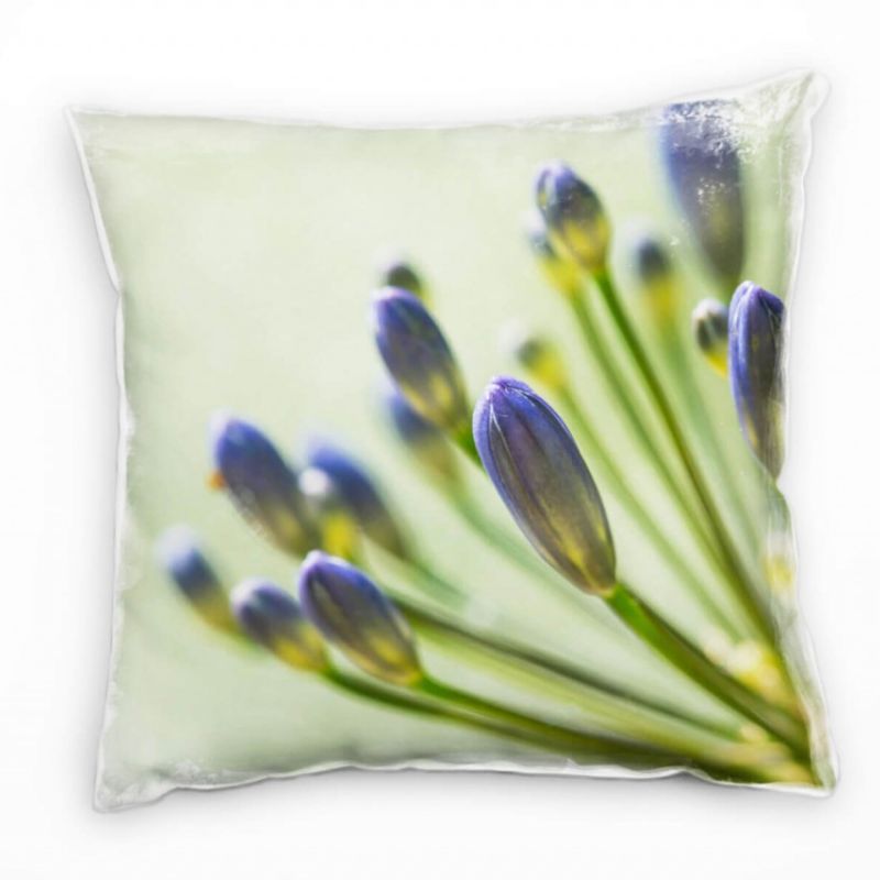 Macro, Blumen, Knospen, grün, lila Deko Kissen 40x40cm für Couch Sofa Lounge Zierkissen