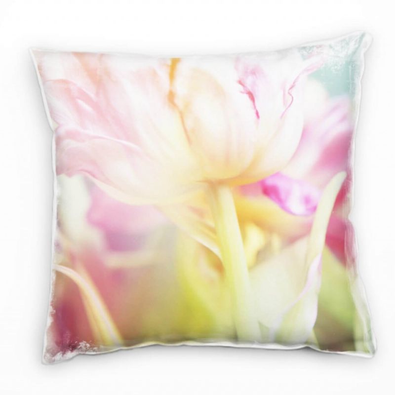 Blumen, bunt, Pastelltöne, sommerlich Deko Kissen 40x40cm für Couch Sofa Lounge Zierkissen